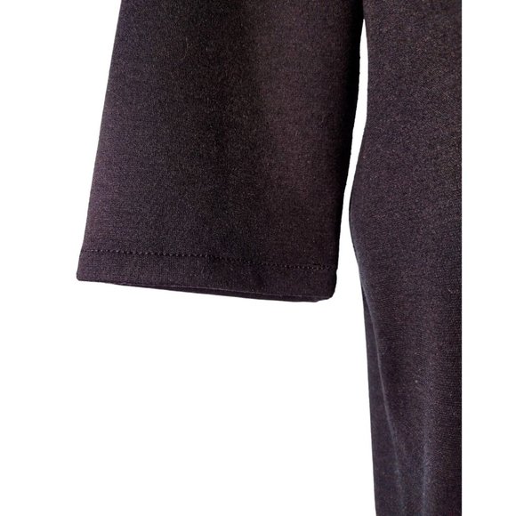 Chicos Ponte Knit Sheath Dress Sz 1 Med Stretch Pockets Black Modest Career 3/4 - Picture 4 of 8